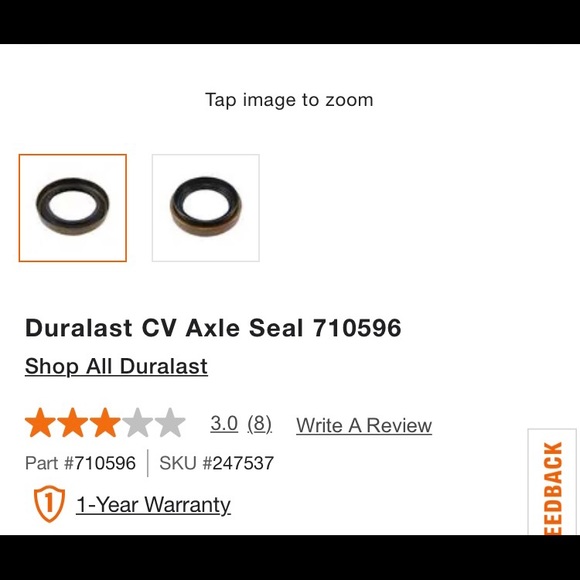 Duralast CV Axle Seal Part Number 710596 (New) - Picture 15 of 16